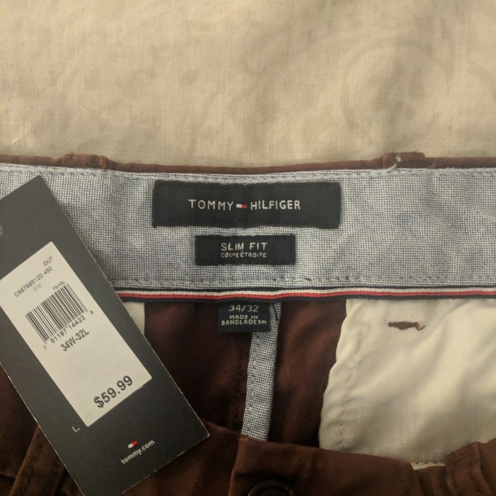Tommy Hilfiger Slim Khakis Brown 34/42 nwt